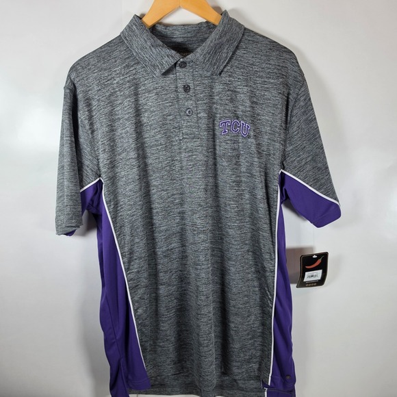 Chiliwear Other - Chiliwear TCU Horned Frogs Mens Large Gray Purple Performance Polo Shirt NWT